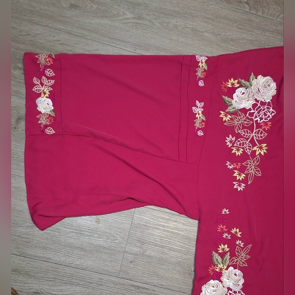 Diane Gilman DG2 Embroidered Kimono Womans Size M Open Front 3/4 Sleeve - Picture 2 of 5